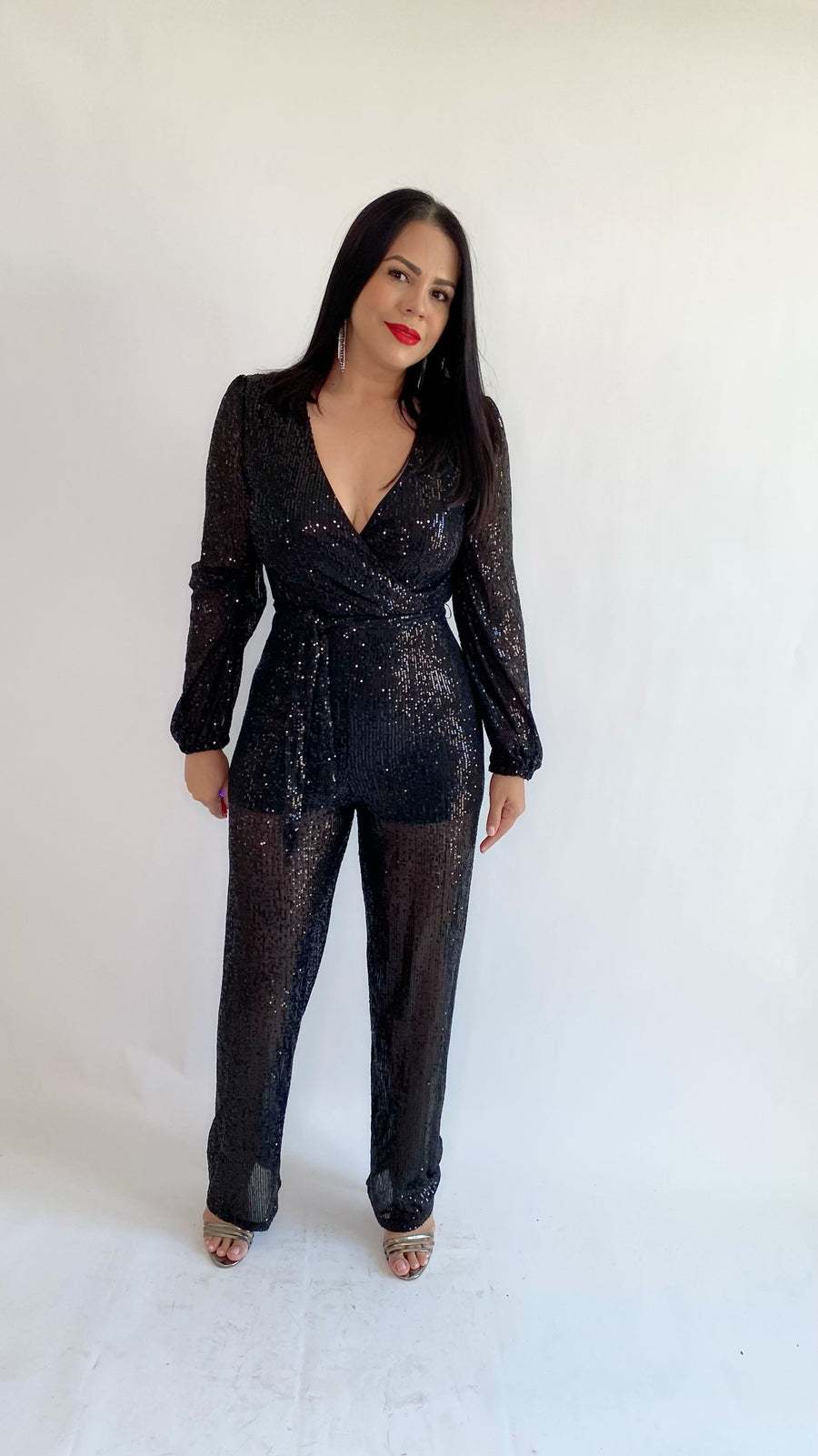 Black Sequins Jumpsuit