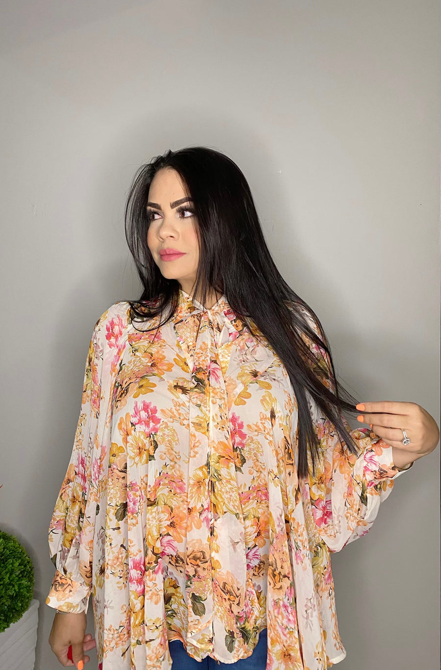 Peach Garden Tunic Top