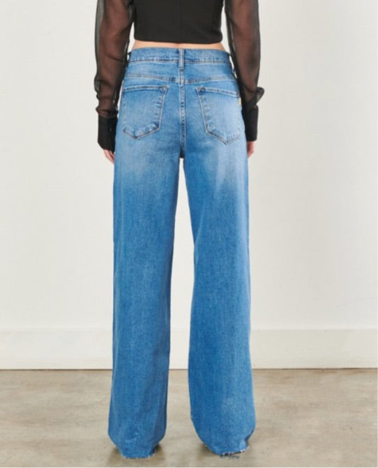 Medium Stone Wide Leg Jeans