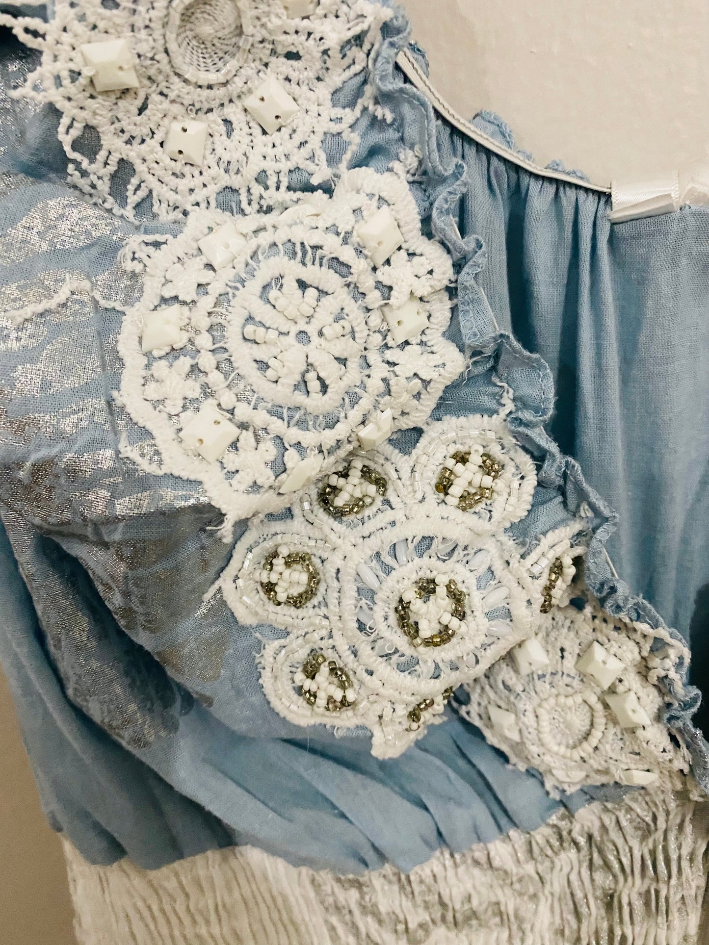 Sky Blue & White Maxi Dress