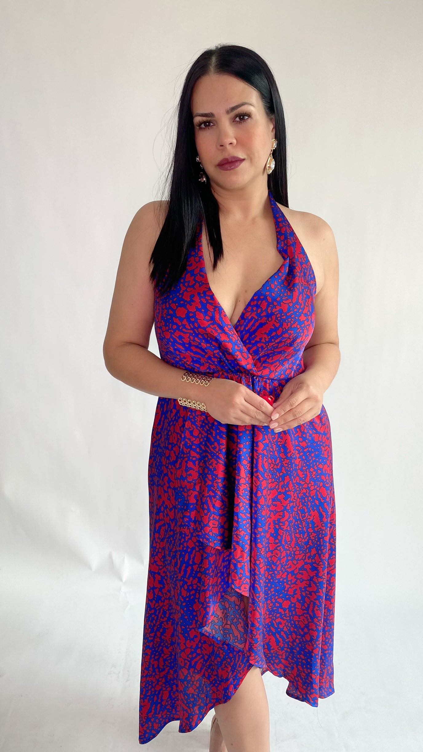 Linda Halter Sarong Midi Dress