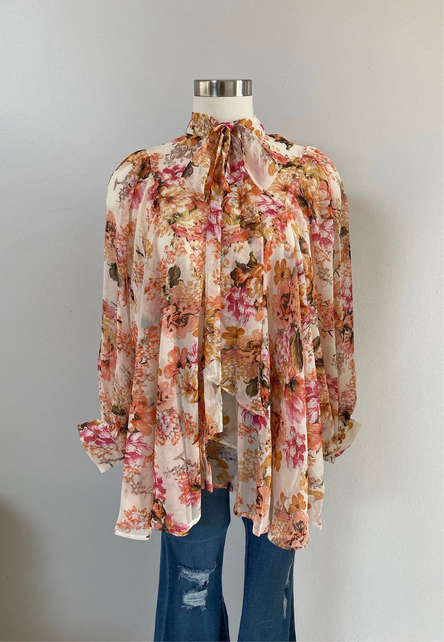 Peach Garden Tunic Top