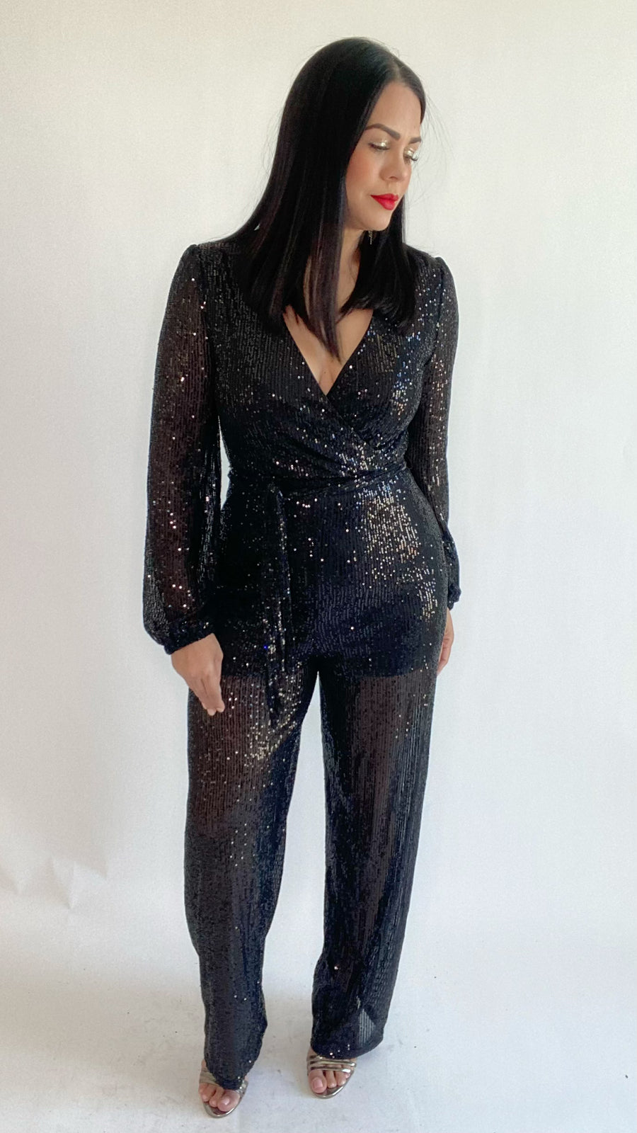 Black Sequins Jumpsuit