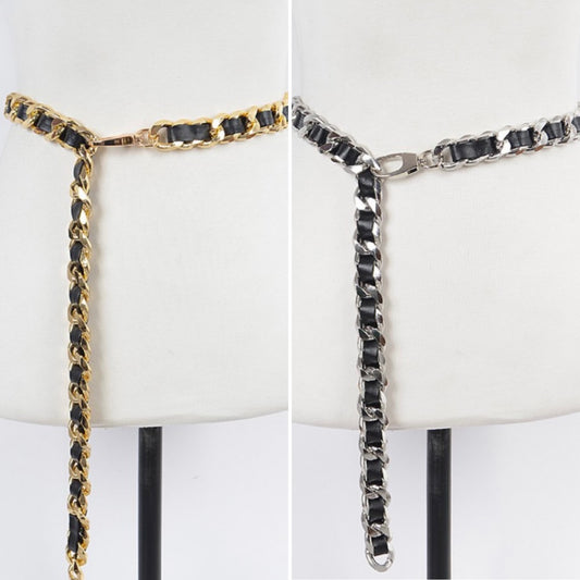 Faux Leather Chain Belt