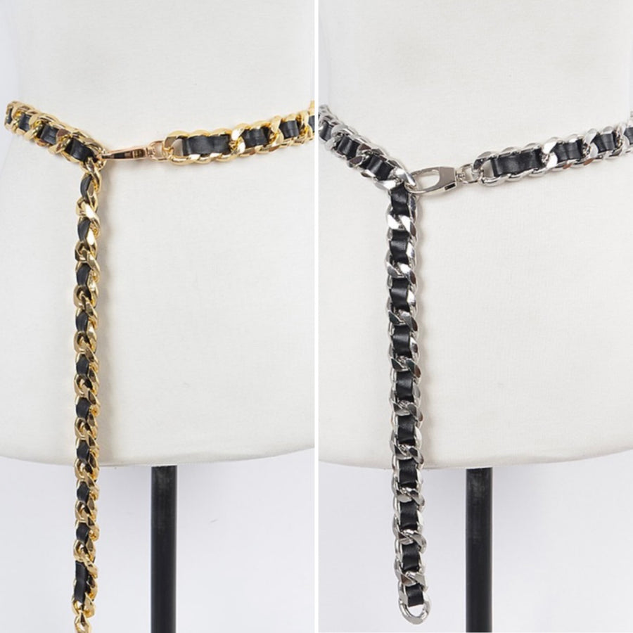 Faux Leather Chain Belt