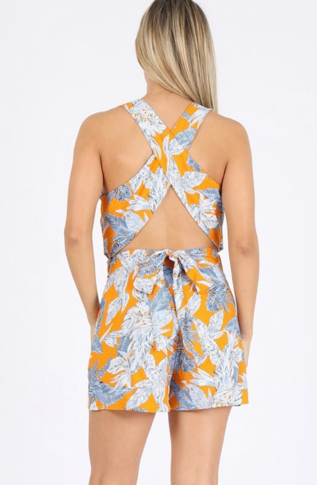 Leaves Print Romper