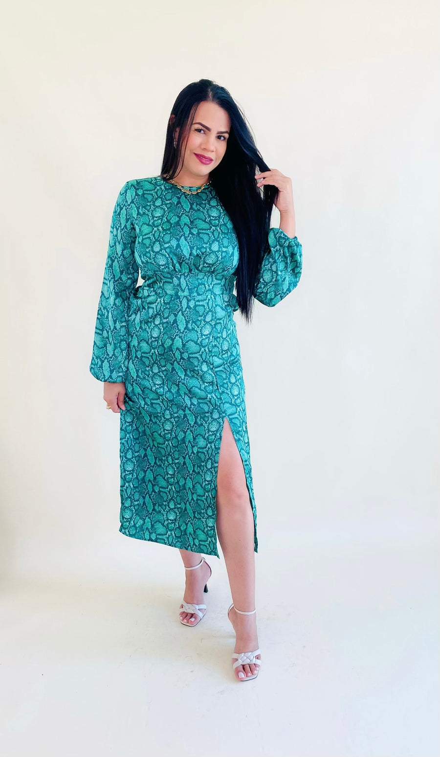 Gwen Snake Print Midi Dress