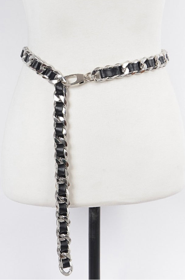 Faux Leather Chain Belt