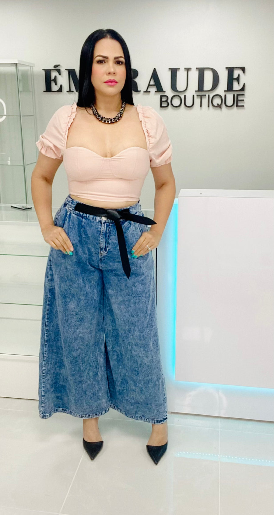 Light Denim Wide leg pants