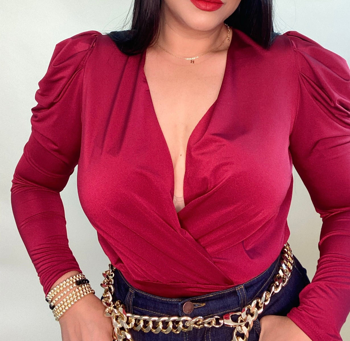 Surplice Satin  Bodysuit