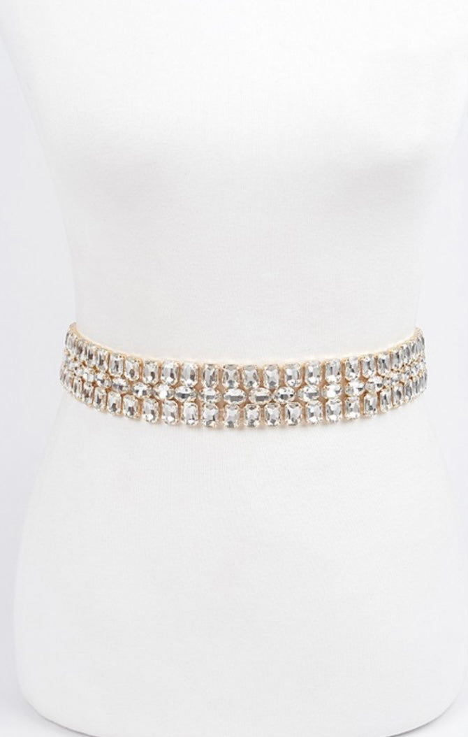 Multi Rhinestone Waist Belt