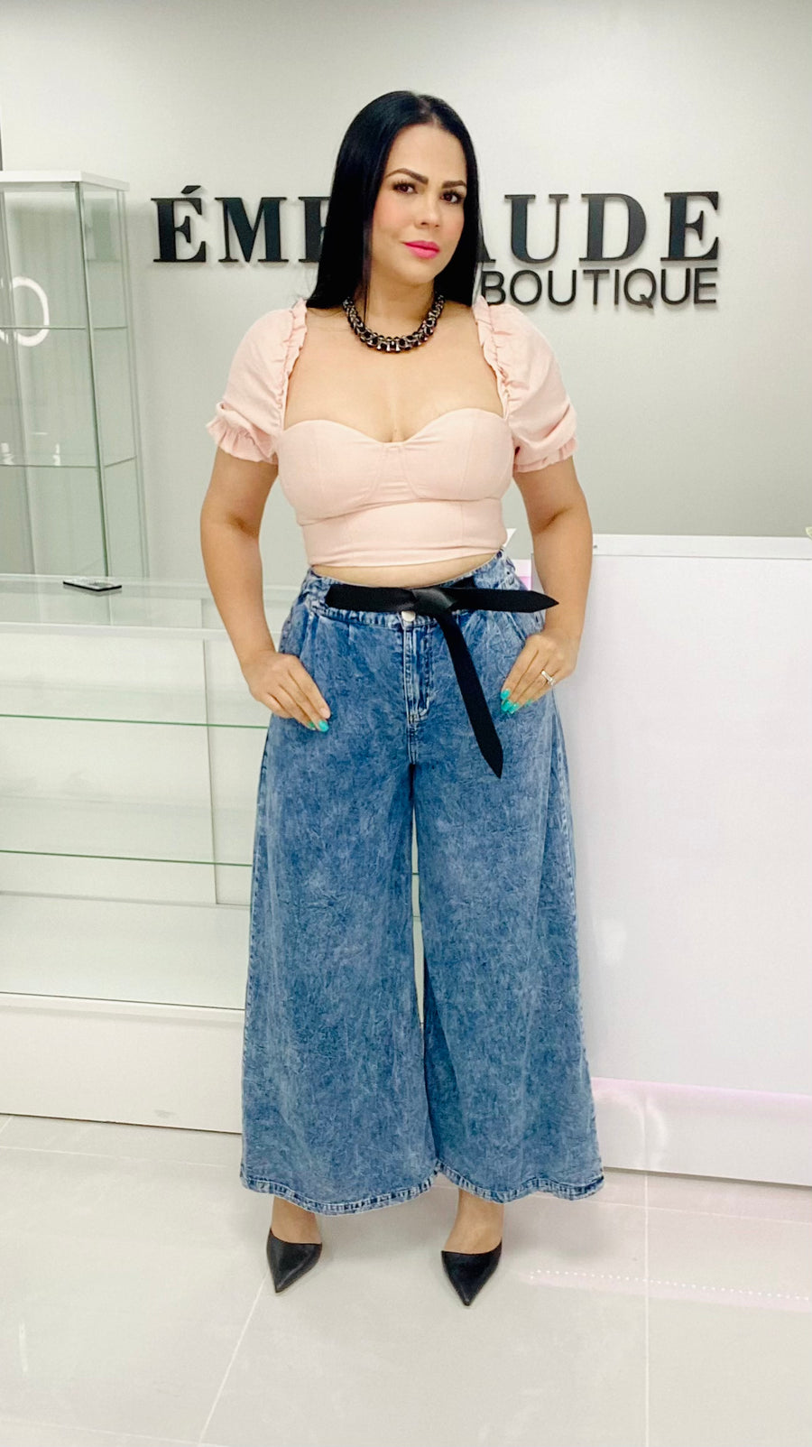 Light Denim Wide leg pants