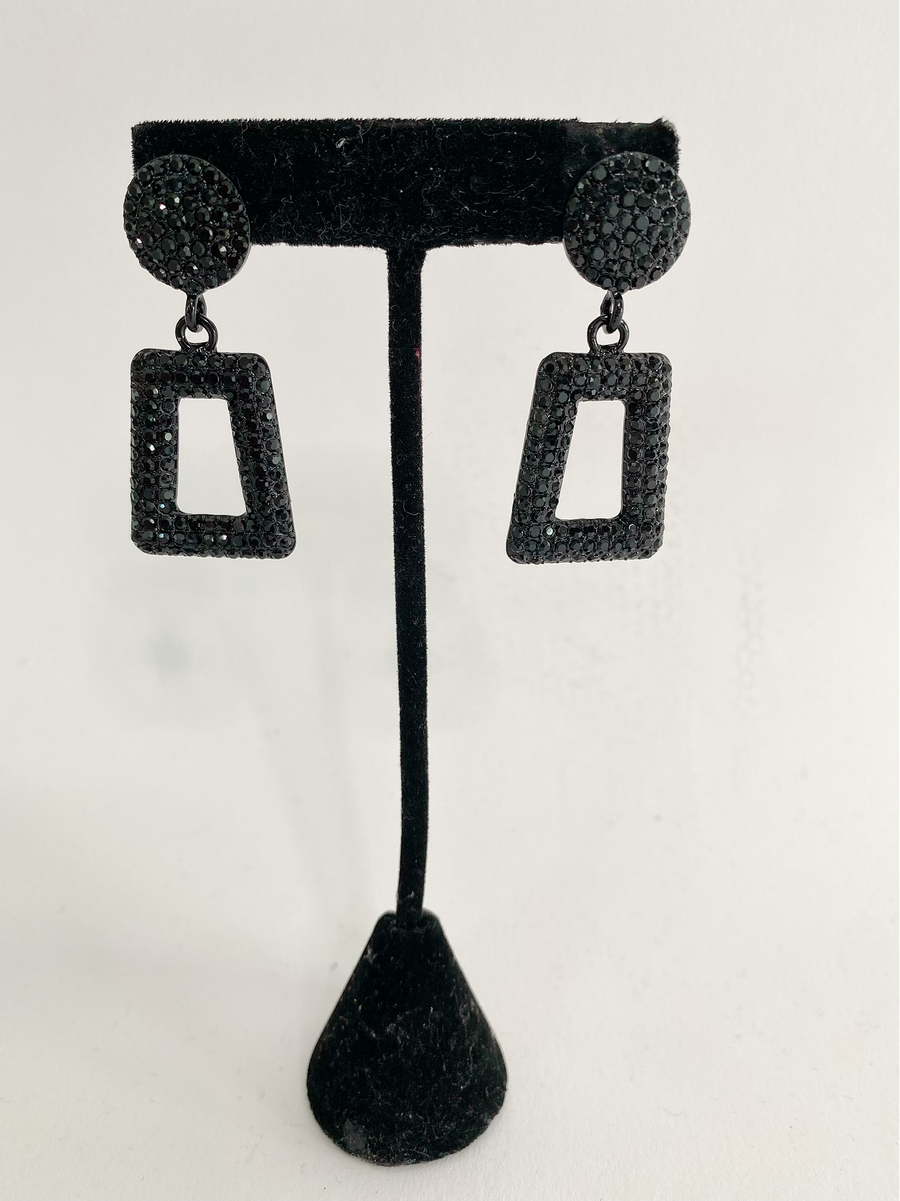 Black Beads Drop Earrings