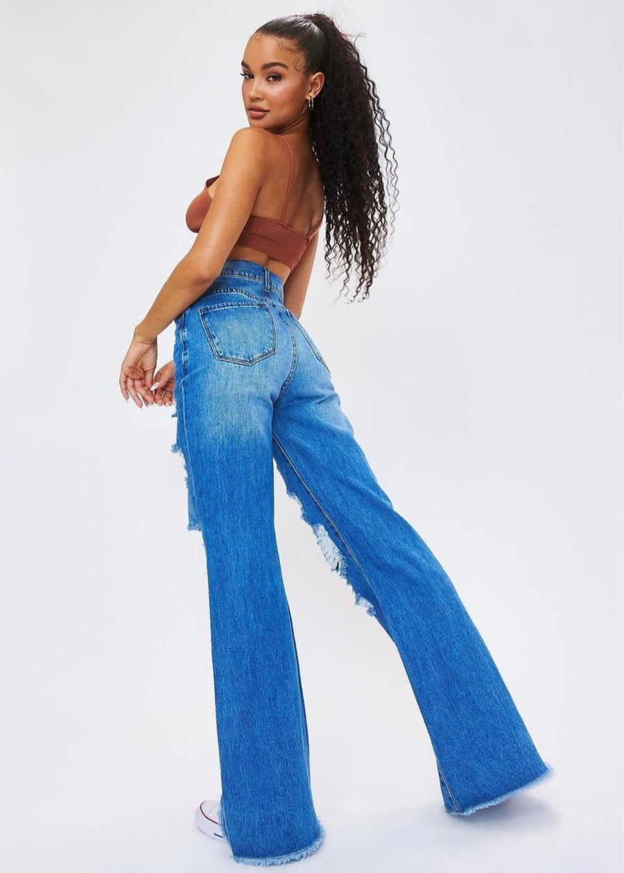 Distressed Wide Leg Jeans